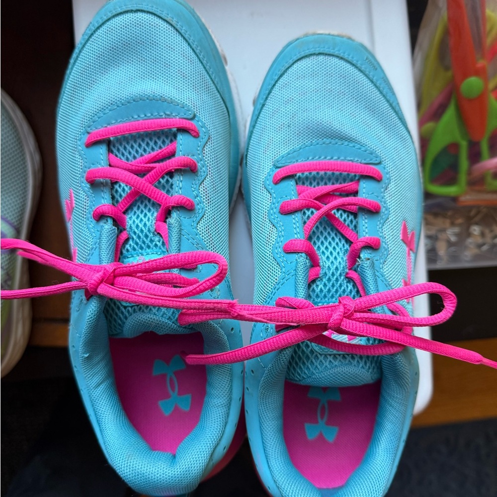 Under Armour Kids' Aqua and Fuchsia Sneakers